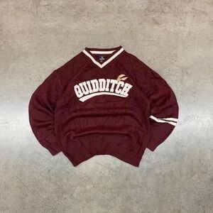 Harry Potter Quidditch Knit Sweater Burgundy White Y2K Men's Size L